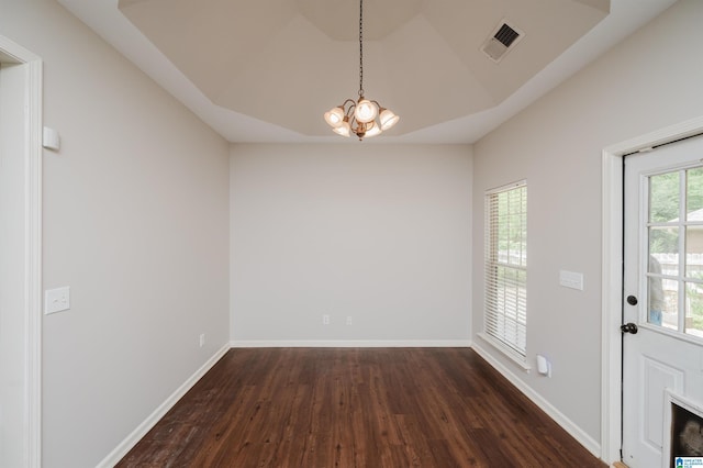 1166 Eagle Dr, Maylene, AL 35114 - unfurnished dining area featuring dark wood finished floors and a chandelier