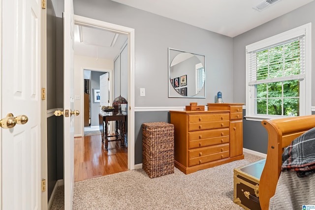 1963 Russet Hill Ln, Hoover, AL 35244 - carpeted bedroom featuring attic access and wood finished floors