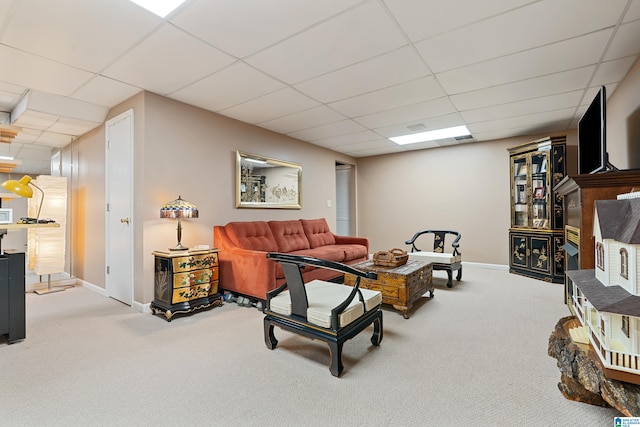 1963 Russet Hill Ln, Hoover, AL 35244 - carpeted living room with a drop ceiling and baseboards