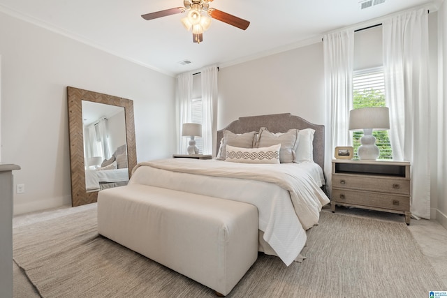 3024 Camellia Ridge Ct, Pelham, AL 35124 - carpeted bedroom featuring crown molding and a ceiling fan