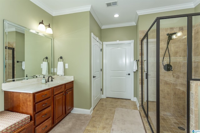 295 Homestead Dr, Cropwell, AL 35054 - full bathroom with a shower stall, vanity, crown molding, tile patterned floors, and recessed lighting