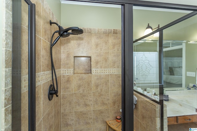 295 Homestead Dr, Cropwell, AL 35054 - bathroom featuring a stall shower, vanity, and connected bathroom