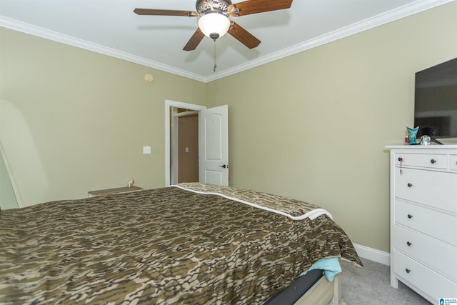 295 Homestead Dr, Cropwell, AL 35054 - bedroom featuring light carpet, crown molding, and ceiling fan
