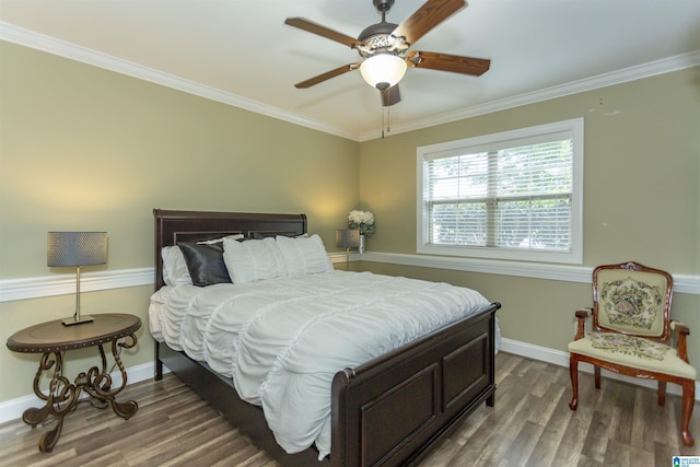 295 Homestead Dr, Cropwell, AL 35054 - bedroom featuring wood finished floors, ornamental molding, and a ceiling fan