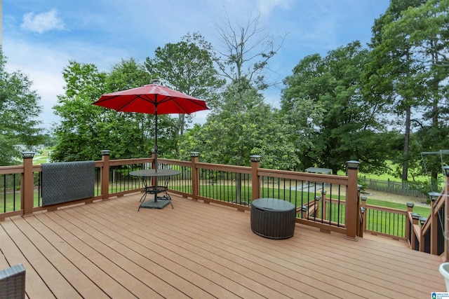 295 Homestead Dr, Cropwell, AL 35054 - wooden terrace featuring view of wooded area