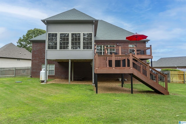 295 Homestead Dr, Cropwell, AL 35054 - back of house featuring roof with shingles, a deck, stairs, and brick siding
