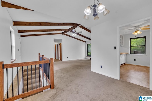 1117 Oak Creek Trl NE, Pinson, AL 35215 - carpeted spare room with ceiling fan, healthy amount of natural light, and a chandelier