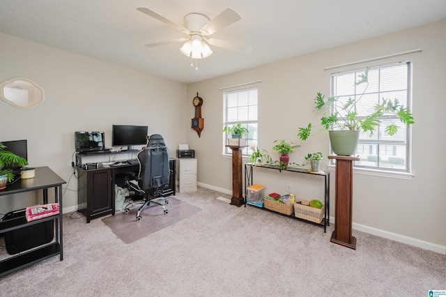1529 Applegate Ln, Alabaster, AL 35007 - carpeted office with a ceiling fan and baseboards