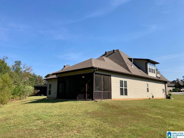 168 Willow View Ln, Westover, AL 35186 - back of property with a yard, a sunroom, and roof with shingles