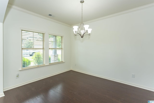 319 Glen Cross Way, Trussville, AL 35173 - empty room featuring crown molding, dark wood finished floors, and a chandelier
