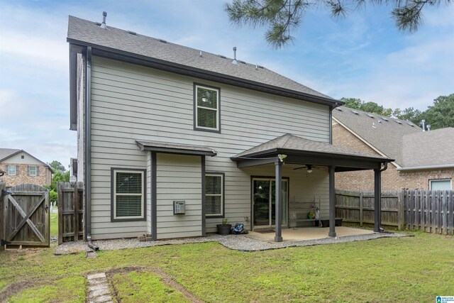 319 Glen Cross Way, Trussville, AL 35173 - back of house with a ceiling fan, a gate, a patio, and a fenced backyard