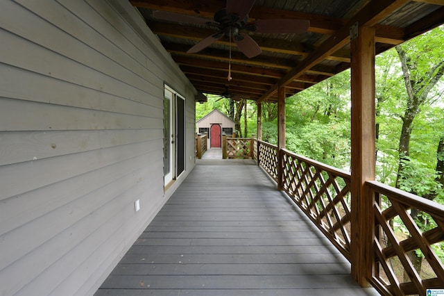 840 Black Acres Rd, Cropwell, AL 35054 - wooden deck with a ceiling fan