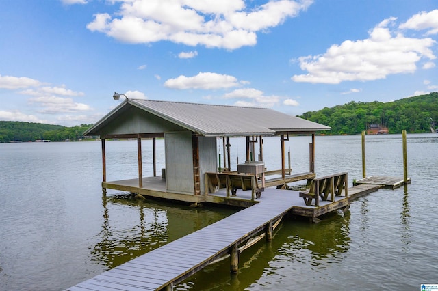 840 Black Acres Rd, Cropwell, AL 35054 - dock featuring boat lift, a water view, and a forest view