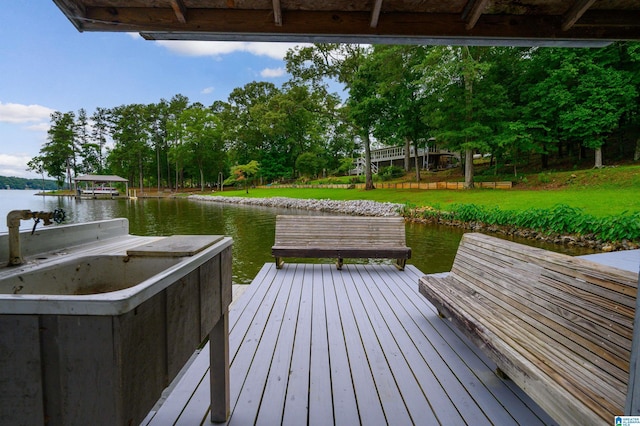 840 Black Acres Rd, Cropwell, AL 35054 - dock area with a water view, a lawn, and view of scattered trees