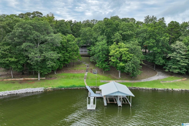 840 Black Acres Rd, Cropwell, AL 35054 - dock featuring boat lift, a water view, and a lawn