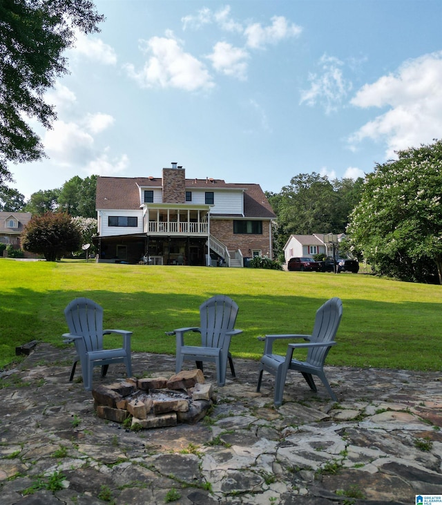 7835 Windsong Dr, Trussville, AL 35173 - view of patio / terrace with stairs, a fire pit, and a deck