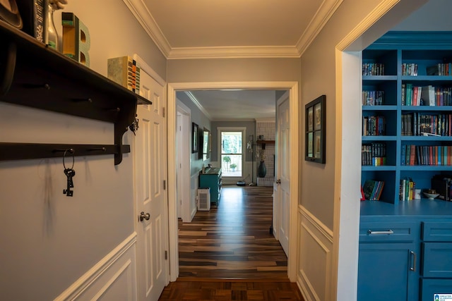 7835 Windsong Dr, Trussville, AL 35173 - hall with ornamental molding and parquet flooring