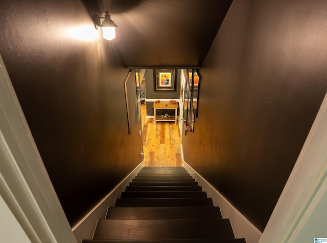 7835 Windsong Dr, Trussville, AL 35173 - stairway featuring wood finished floors
