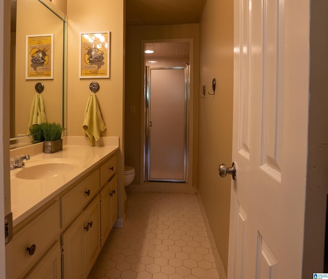 7835 Windsong Dr, Trussville, AL 35173 - bathroom with vanity, a stall shower, and tile patterned floors