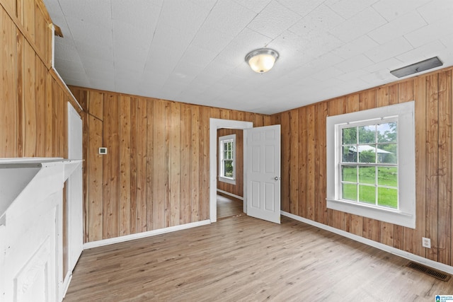 606 W Pine St, Sylacauga, AL 35150 - spare room with light wood-style flooring and wooden walls