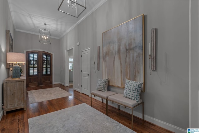 2000 Regency Way, Birmingham, AL 35242 - foyer entrance featuring a chandelier, wood finished floors, crown molding, and french doors