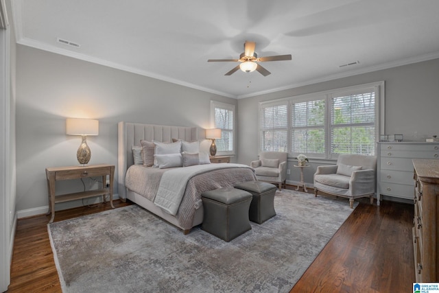 2000 Regency Way, Birmingham, AL 35242 - bedroom featuring dark wood finished floors, crown molding, and a ceiling fan