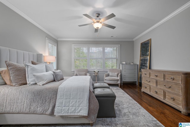 2000 Regency Way, Birmingham, AL 35242 - bedroom featuring crown molding, dark wood-style flooring, and a ceiling fan