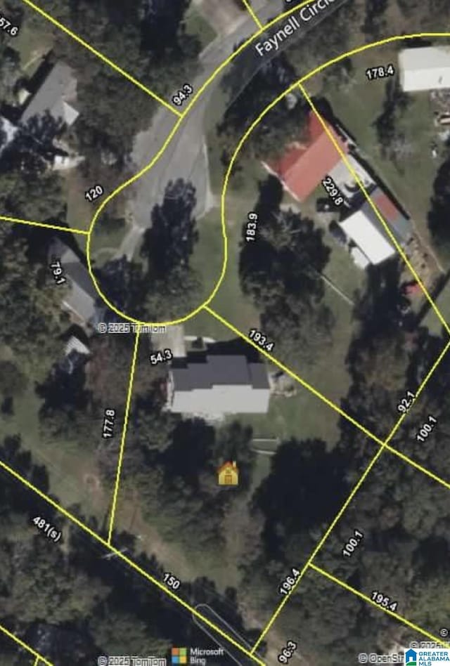 20571 Faynell Cir, Woodstock, AL 35188 - aerial view of property's location featuring property parcel outlined