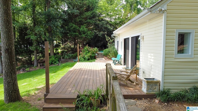 442 Lakeview Cir, Alpine, AL 35014 - wooden terrace with a yard