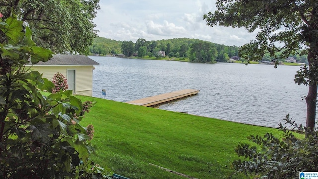 442 Lakeview Cir, Alpine, AL 35014 - dock featuring a yard, a water view, and a forest view