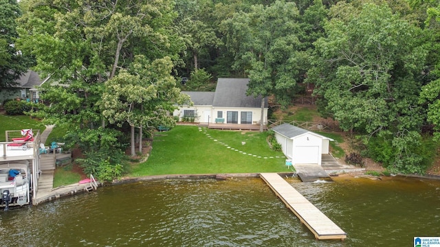 442 Lakeview Cir, Alpine, AL 35014 - dock area with a boat ramp, a deck with water view, and a yard