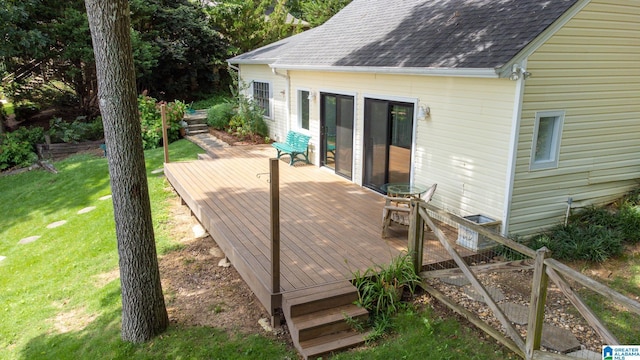 442 Lakeview Cir, Alpine, AL 35014 - wooden terrace with a yard