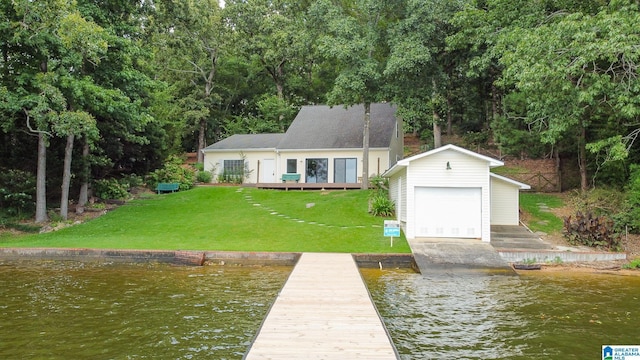 442 Lakeview Cir, Alpine, AL 35014 - dock area with a water view and a lawn