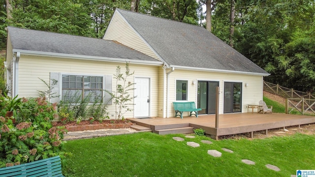 442 Lakeview Cir, Alpine, AL 35014 - back of property with a deck and roof with shingles