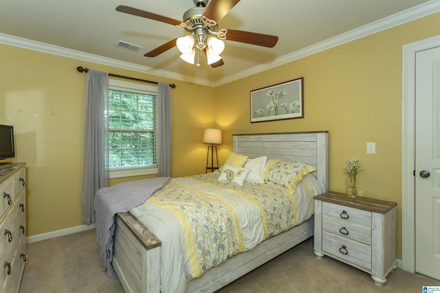 5668 Carrington Lake Pkwy, Trussville, AL 35173 - bedroom featuring crown molding, light carpet, and ceiling fan