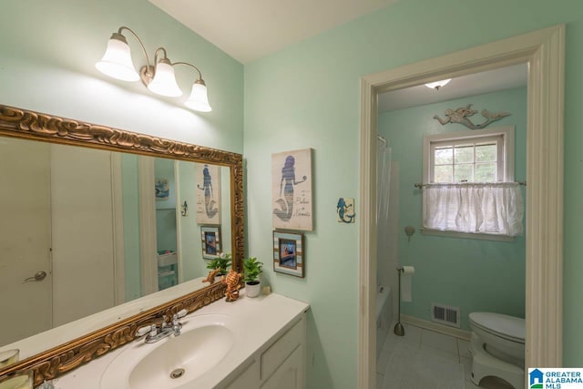 1912 Tall Timbers Dr, Hoover, AL 35226 - bathroom featuring vanity, tile patterned floors, and shower / bath combo
