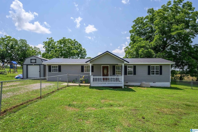 2511 Black Rd, Blountsville, AL 35031 - ranch-style house with a garage, a fenced backyard, a metal roof, crawl space, and driveway