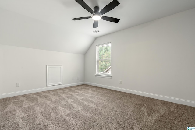5381 Park Side Cir, Hoover, AL 35244 - additional living space featuring vaulted ceiling, carpet flooring, and a ceiling fan