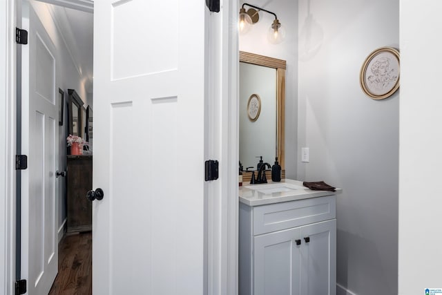 715 W Cassie Dr, Pell City, AL 35128 - bathroom featuring vanity and wood finished floors
