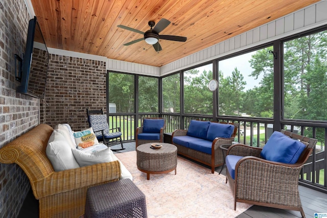 715 W Cassie Dr, Pell City, AL 35128 - sunroom with outdoor lounge area, a ceiling fan, and plenty of natural light