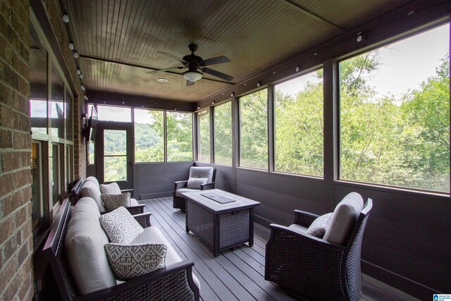 5250 Kate Cv, Trussville, AL 35173 - sunroom / solarium featuring an outdoor hangout area and a ceiling fan