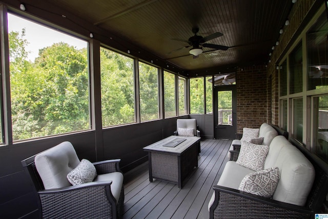 5250 Kate Cv, Trussville, AL 35173 - sunroom / solarium featuring ceiling fan and outdoor lounge area