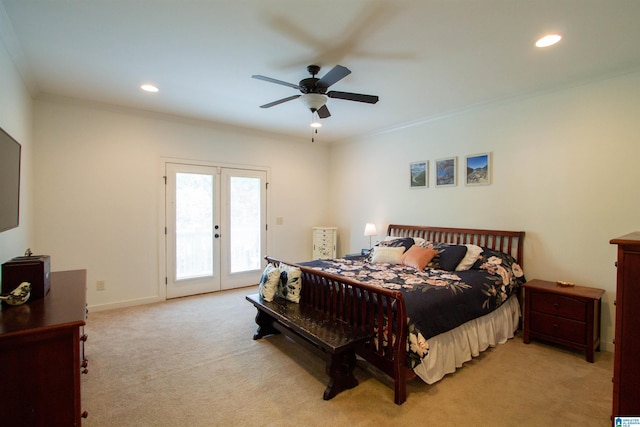 5250 Kate Cv, Trussville, AL 35173 - bedroom featuring access to exterior, french doors, light colored carpet, recessed lighting, and a ceiling fan