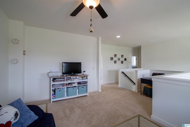 5250 Kate Cv, Trussville, AL 35173 - living room featuring carpet flooring and a ceiling fan