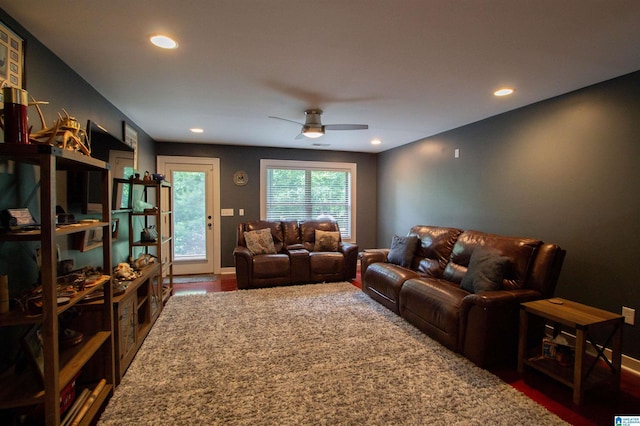 5250 Kate Cv, Trussville, AL 35173 - living area featuring a ceiling fan, recessed lighting, and wood finished floors