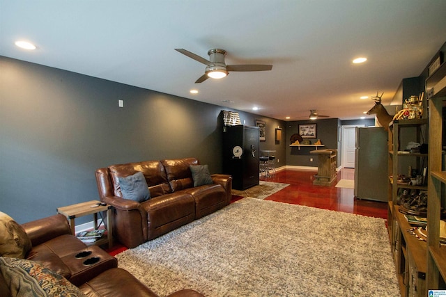 5250 Kate Cv, Trussville, AL 35173 - living area with a ceiling fan, recessed lighting, and dark wood-type flooring