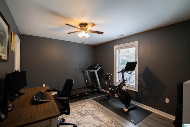 5250 Kate Cv, Trussville, AL 35173 - office area featuring wood finished floors and a ceiling fan