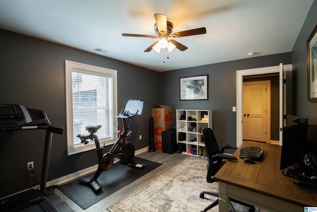 5250 Kate Cv, Trussville, AL 35173 - office area featuring wood finished floors and a ceiling fan