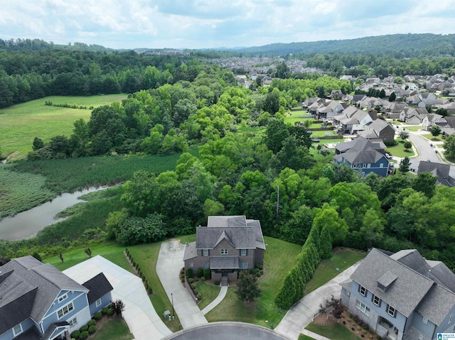 5250 Kate Cv, Trussville, AL 35173 - aerial perspective of suburban area with a nearby body of water and a heavily wooded area