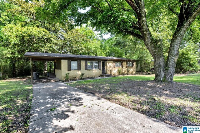 1341 Hatfield Ln, Birmingham, AL 35215 - ranch-style house with concrete driveway, an attached carport, and a front yard